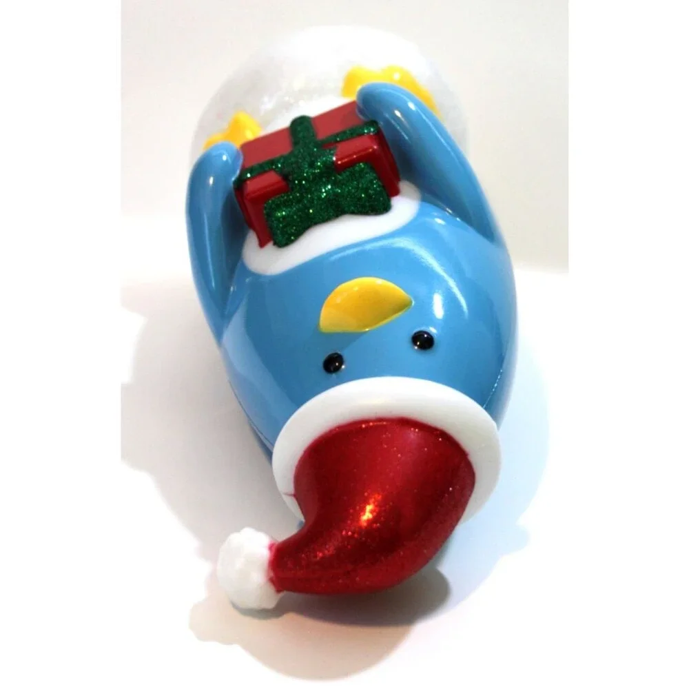 Blue Penguin Blow Mold Christmas Light Up Tabletop Decor Glitter 13” Holiday